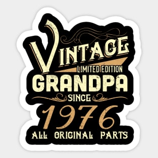 Vintage Grandpa Since 1976 Funny Man Myth Legend Daddy Sticker